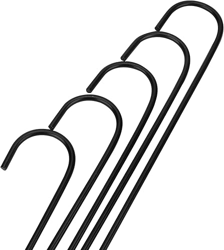 Miniatura 3 de SENJEOK Paquete de 20 ganchos grandes en S negros de 11.81 pulgadas, ganchos en S de metal de 11.8 in de largo, ganchos recubiertos en forma de S