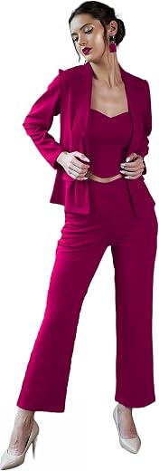 PristiveFashionHub Women’s Co-ord Set for Women|Collared Neck Co-ord Set for Women| Blazer and Trouser||Coat and Pant|3 Piece|Formal Co-ord Set for Women