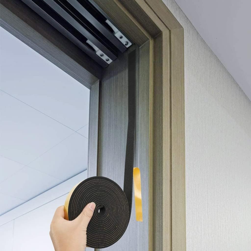 Double Sided Tape for Door Thickness 1mm High Density Closed Cell Adhesive Weather Seal Strip Black 12m Length Rubber Tape Shockproof Foam Sealant Strip(15mm)
