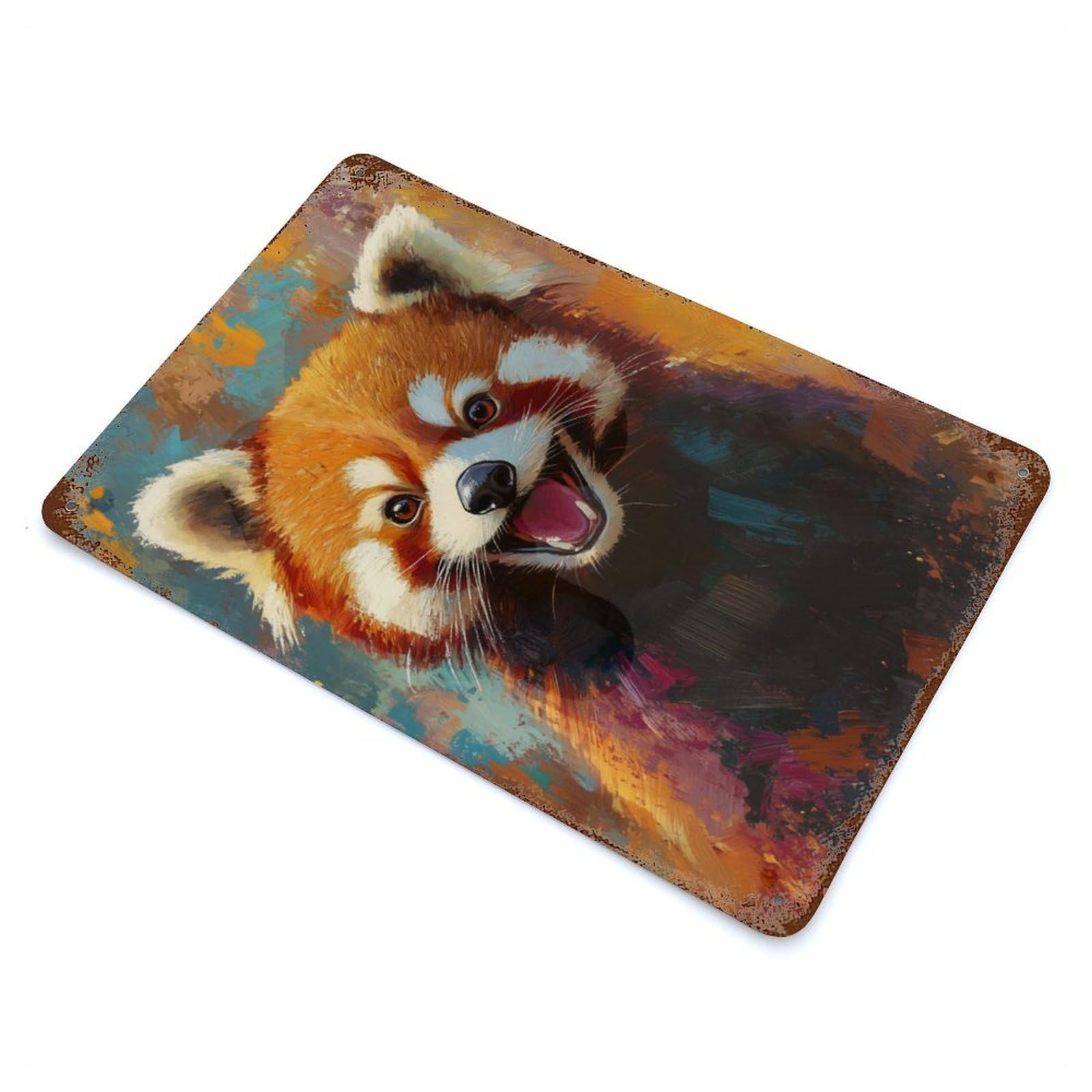 Red Panda Painting Rusty Metal Tin Sign 11.8"x7.9", for Pub, Kitchen And Man Cave Decor, Farmhouse Wall Decor