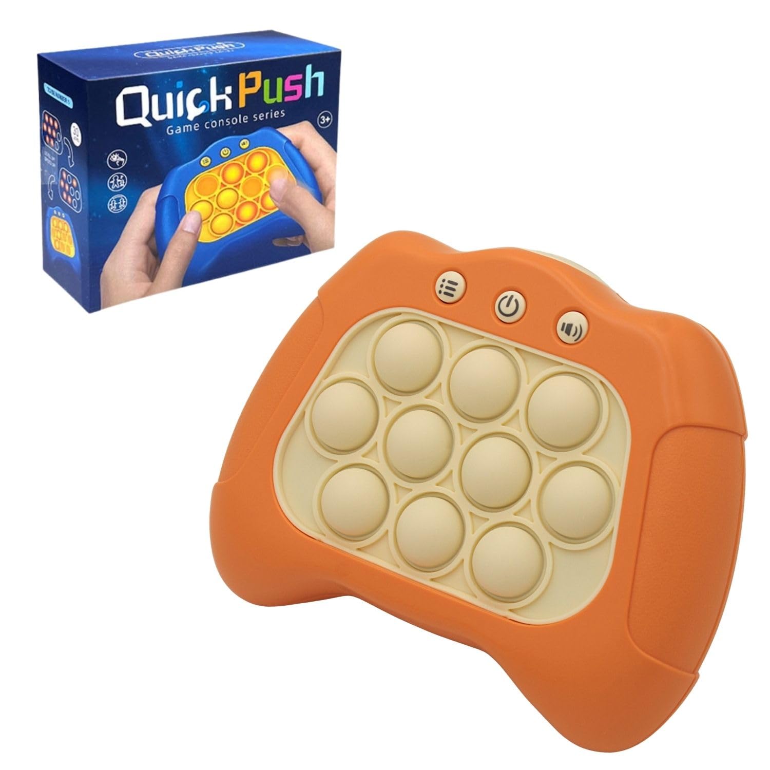 Handheld Electronic Sensory Fidget Toy - Handheld Pop Game Quick Push Pop Game Light Sensory Toys for Autism Kids Birthday Gifts for Kids 3+ Years Old (Orange)