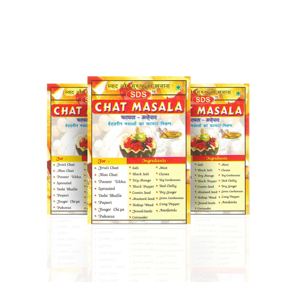 SDS Chaat Masala Powder - 100g (Pack of 3) | Buttermilk Spice Blend | No Artificial Additives | Ready to Sprinkle | Chhach Masala Powder | Ideal for Curd, Lassi, Raita & Fruit Salads