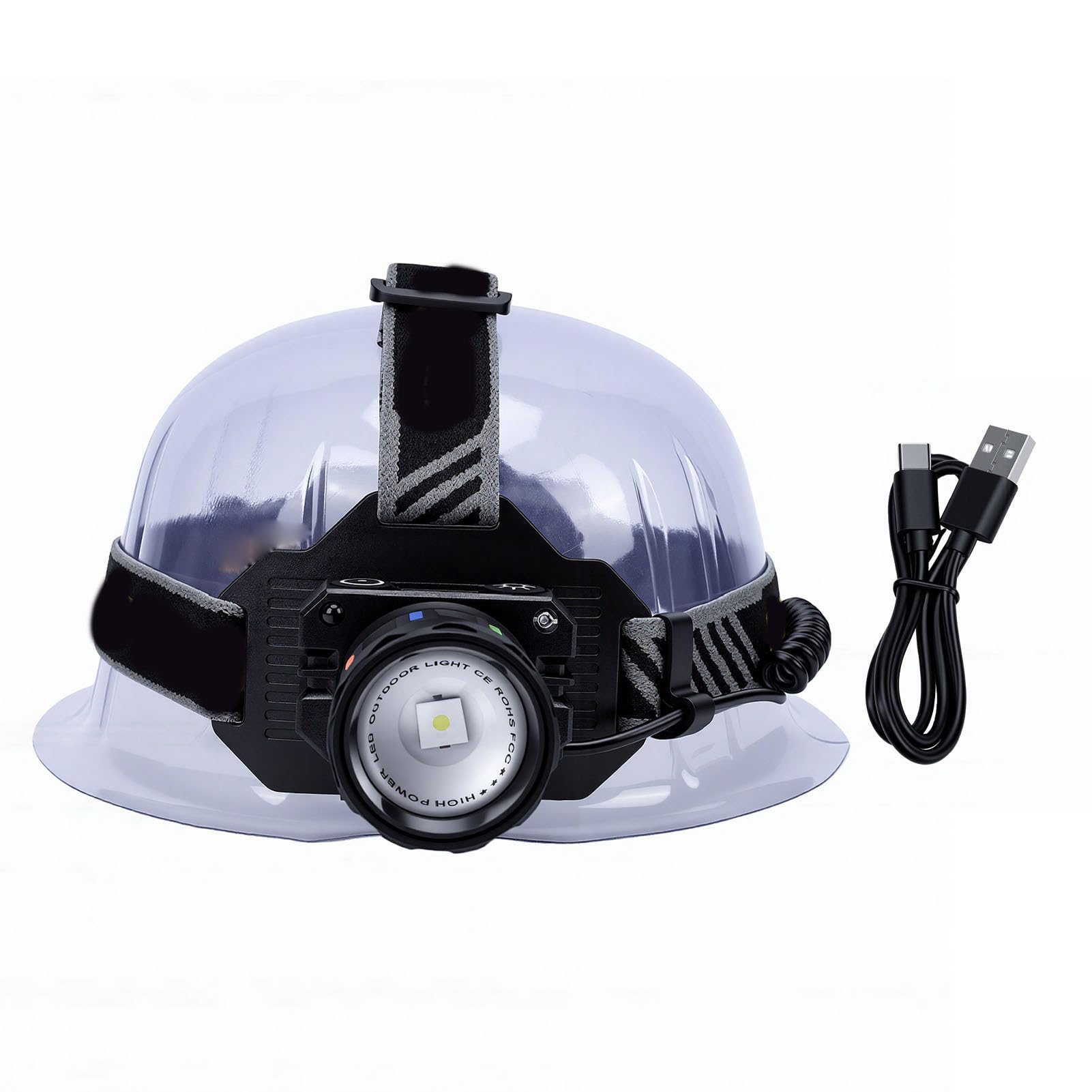 Linterna frontal LED recargable de 5000 LM con sensor y 9 modos de luz para exterior 8