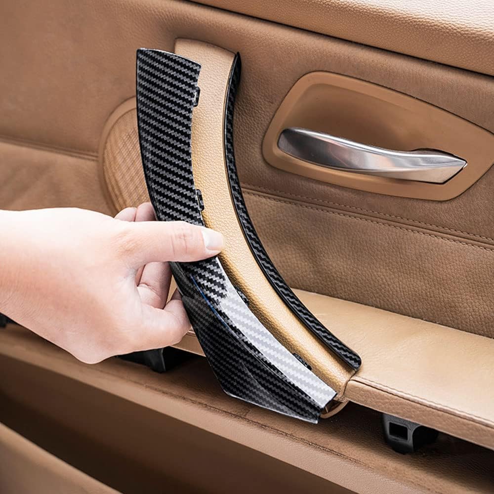 for 2004 2005 2006 2007 2008 2009 2010 2011 2012 BMW E90 E91 E93 Passenger Side Inner Door Panel Handle Pull Cover Trim Carbon Fiber ABS