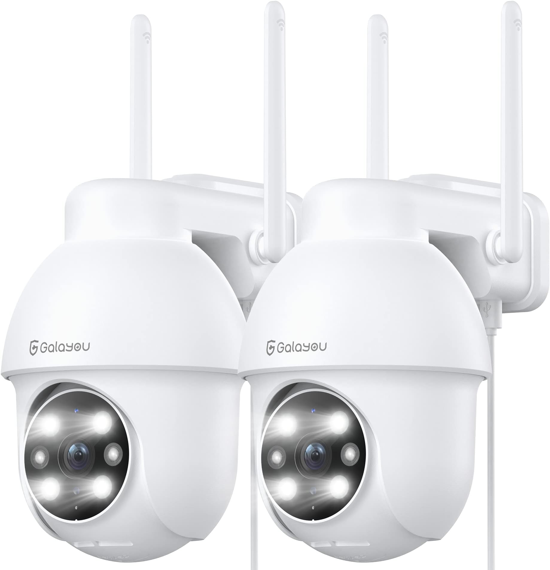 GALAYOU 2K Security Camera Outdoor, 360° CCTV Camera, Home Security WiFi Camera with Color Night Vision, Pan-Tilt View, App Notification, 2-Way Audio Y4 (2-Pack)