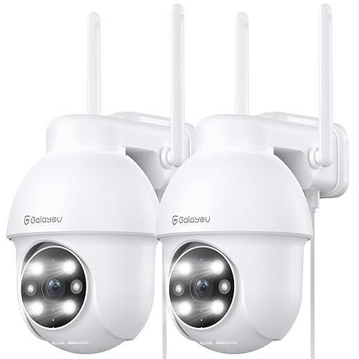 GALAYOU 2k Camera Surveillance WiFi Exterieure PTZ, Caméra de Surveillance Extérieur 360° Étanche, Vision Nocturne en Couleur, Suivi Intelligent, Alerte instantanée, Alexa Y4 2p