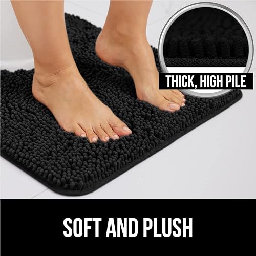 Miniatura 2 de Gorilla Grip Alfombra de baño de chenilla y alfombra de baño de lujo de alta calidad, alfombra de baño en forma de U, tapetes suaves y absorbentes,