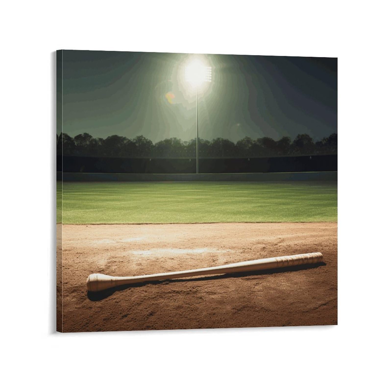 KLOPH Baseball Sports Field Canvas Wall Art for Living Room 10x10inch Modern Artwork Painting for Bathroom Hanging Canvas Prints Aesthetic Wallart for Bedroom Kitchen Office Wall Decor