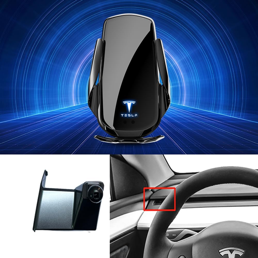 Soporte Móvil Coche,Soporte Móvil Coche para el Salpicadero Rejillas de Aire y Parabrisas para Tesla Model Y 2020 2021 2022 2023 2024.,A-Black