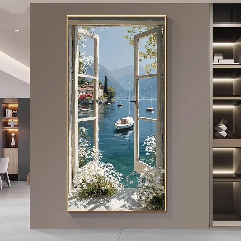 Toile imprimée moderne pour s'évader chaque jour face à un lac paisible