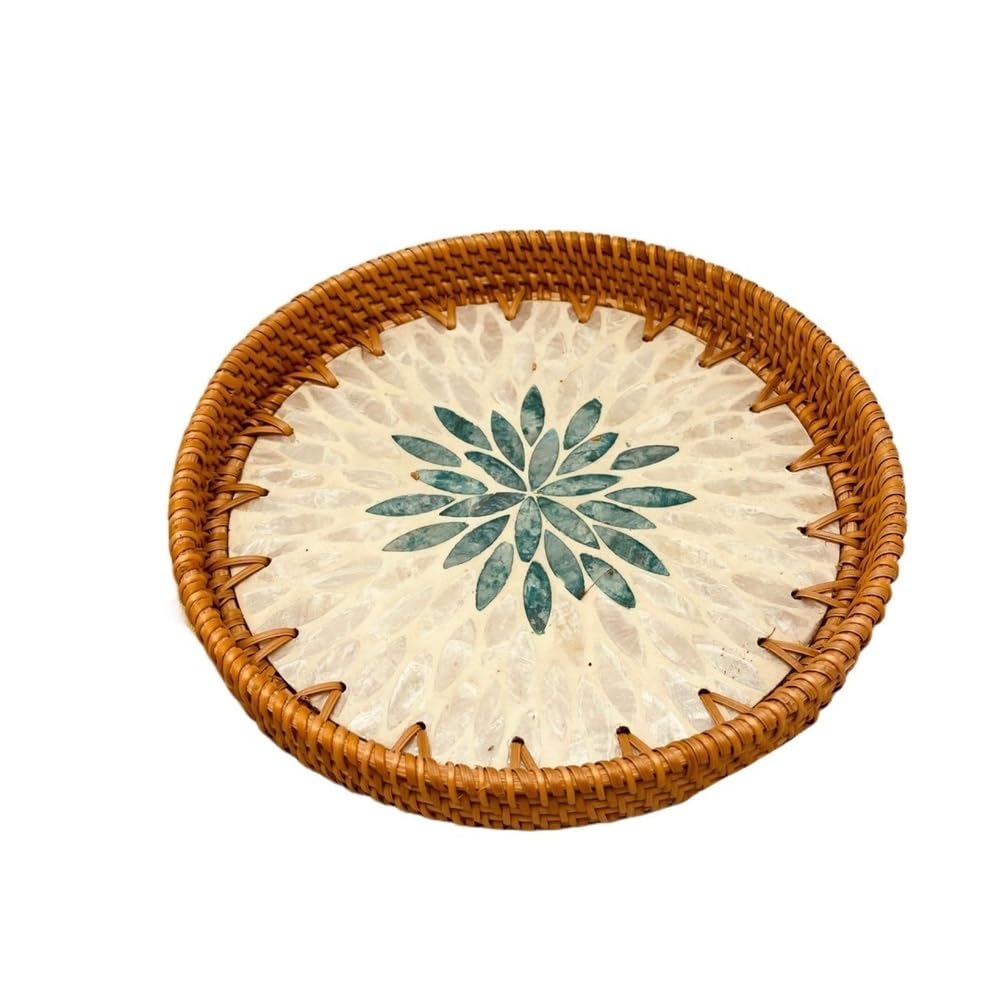 Basket Storage Box Kitchen 4pcs New Nordic Style Rattan Woven,Color Shell Splicing Handmade Fruit Tray