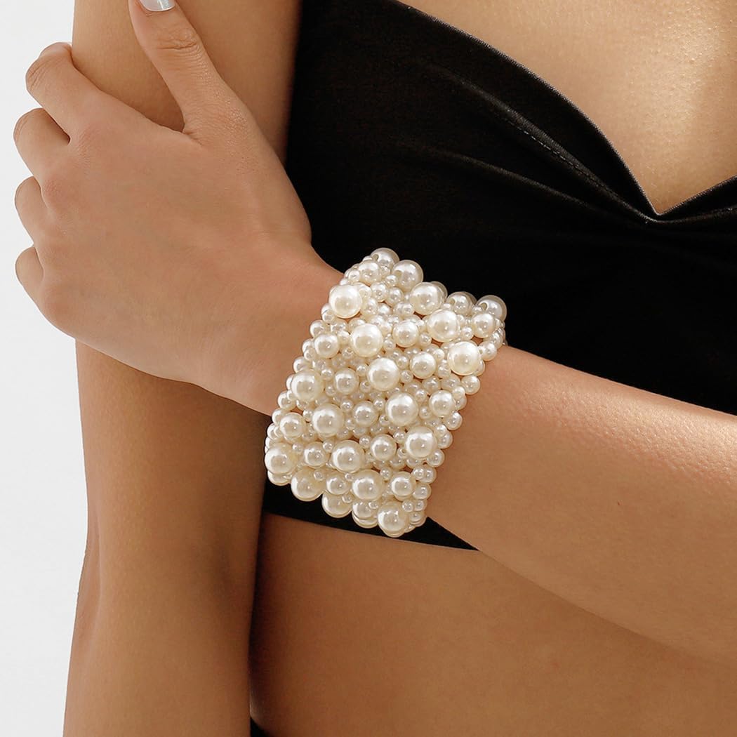 Pearl Bracelets for women White Stretch Pearl Bracelet Jewelry Vintage Pearl Bracelet for Wedding Festival Party - Image 6