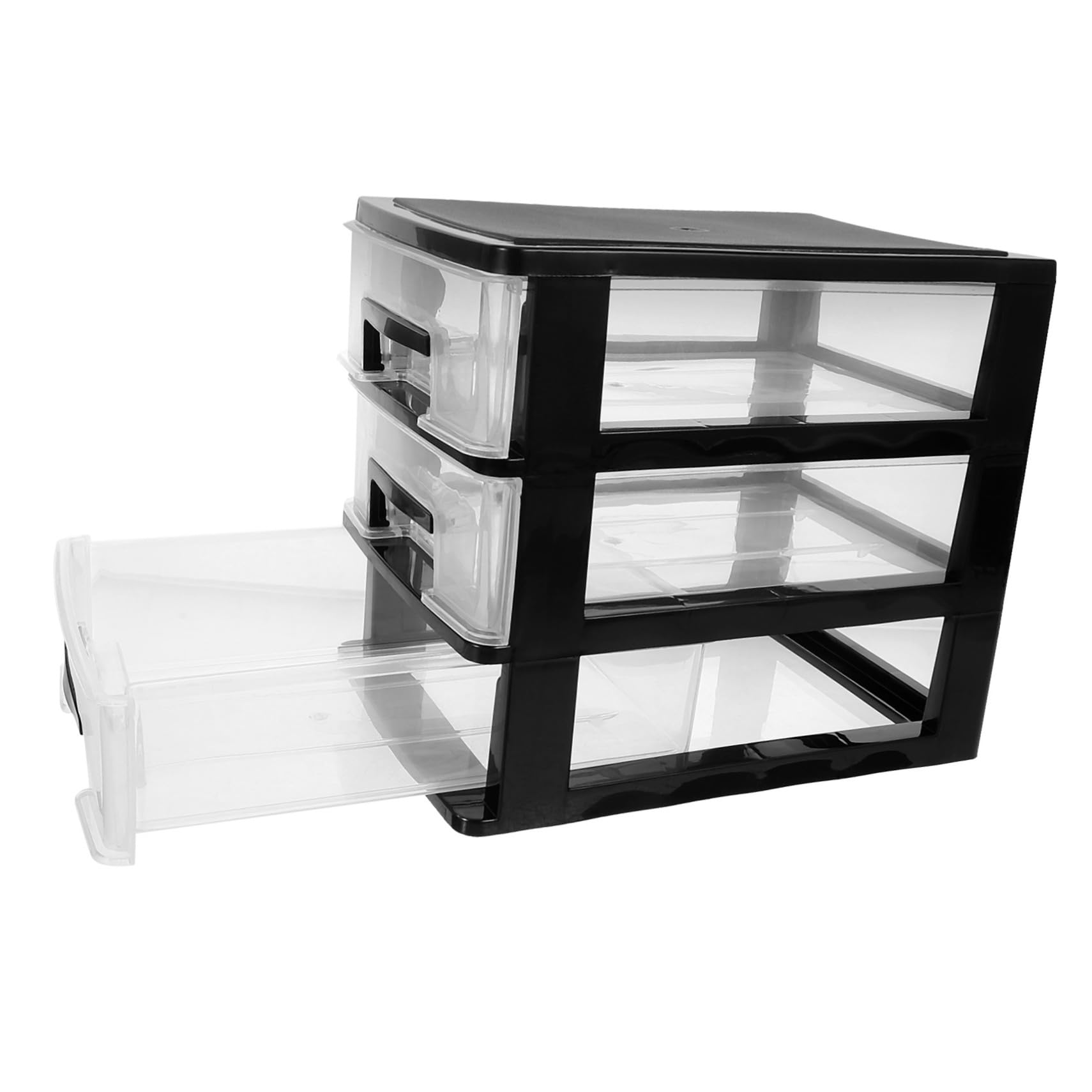 Boîte de rangement tiroir plastique transparent pour bureau et organisateur empilable