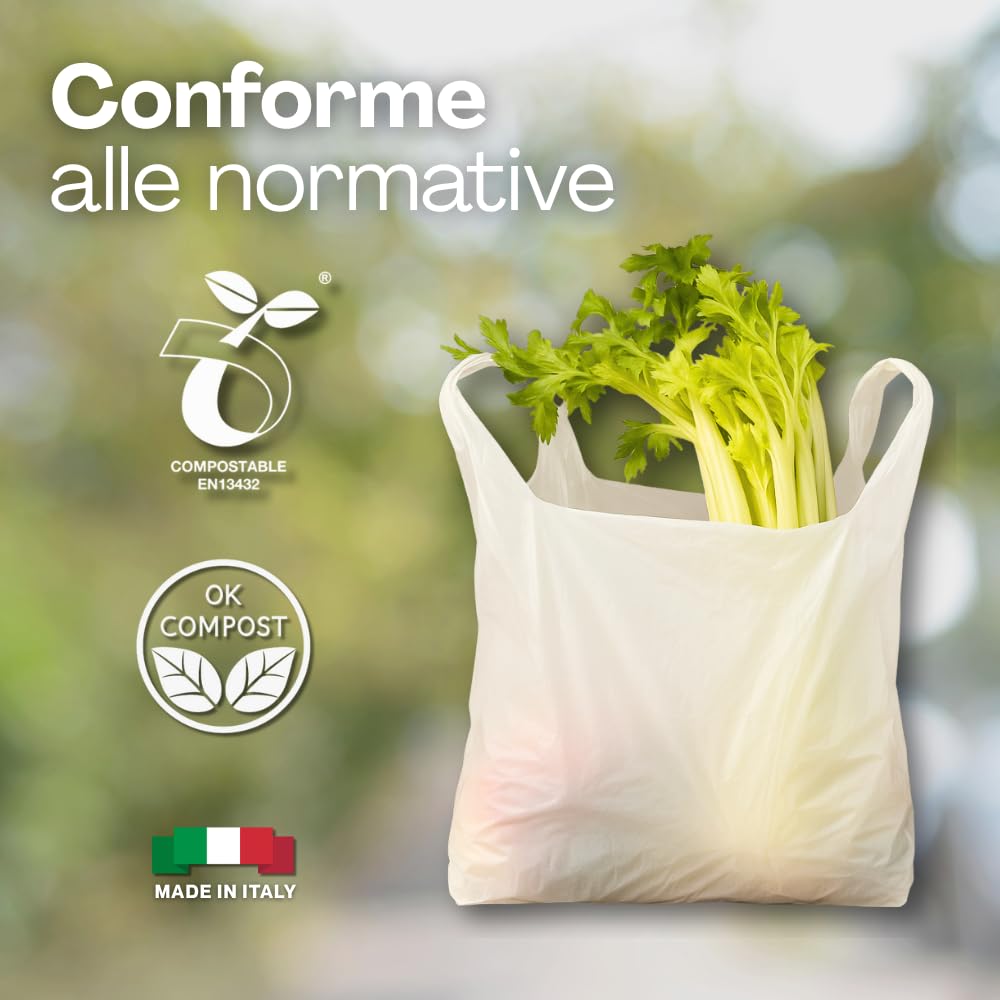 VIRSUS scatolo da 500 shopper biodegradabili compostabili a norma 2018 (24+6+6x40)
