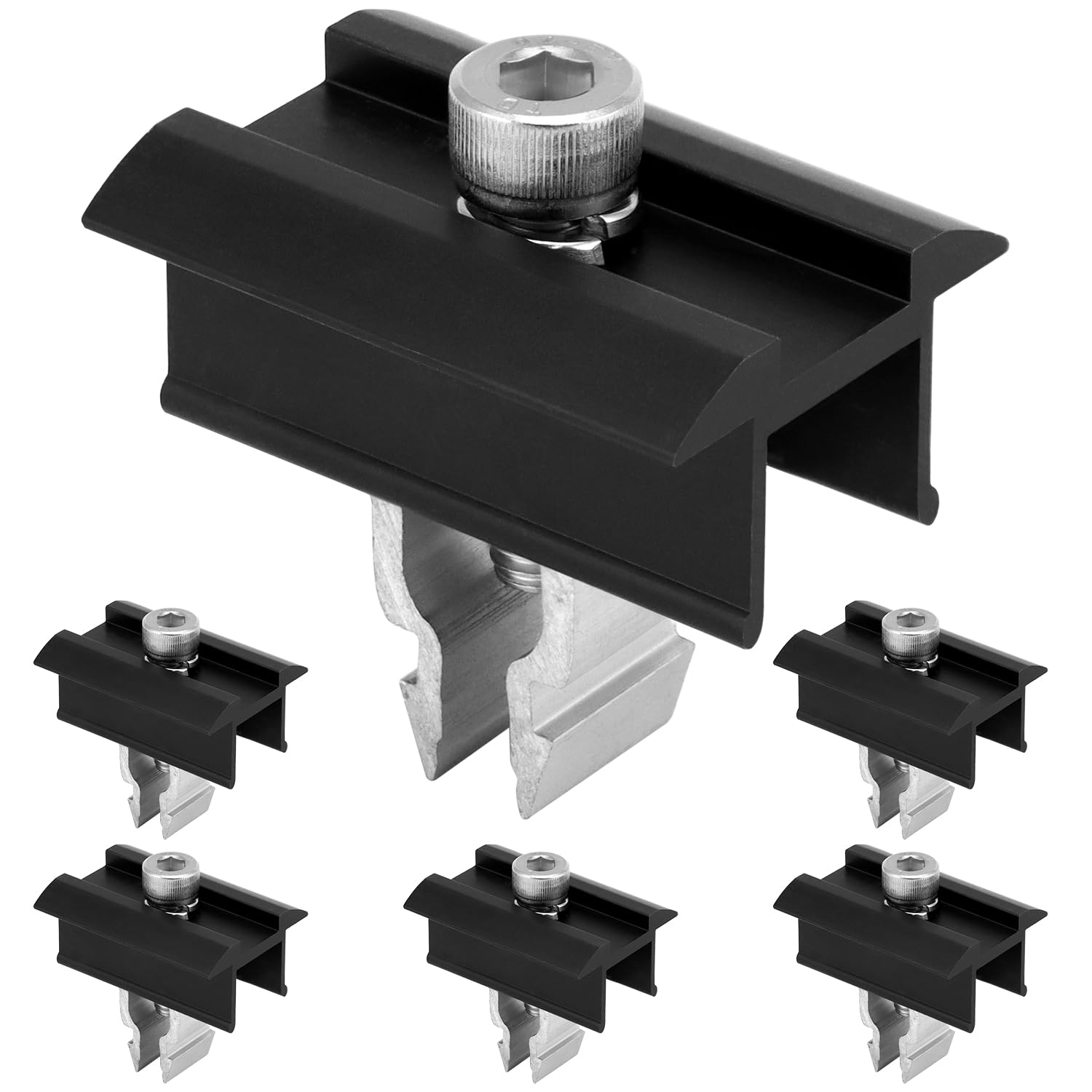 QWORK® Morsetto centrale per pannello solare da 6 pezzi, set staffa per modulo solare, per staffe per modulo solare da 30 mm a 35 mm