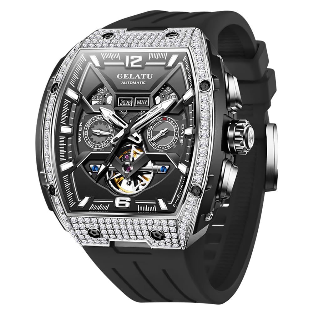 Watch for Men Diamond Business Dress Stainless Steel Mens Watches