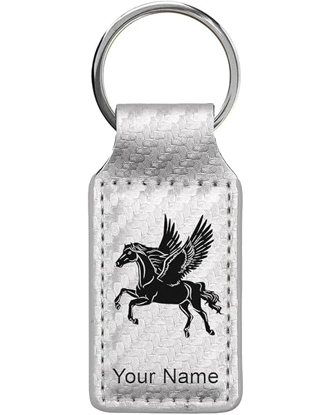 LaserGram Rectangle Keychain, Pegasus, Personalized Engraving Included