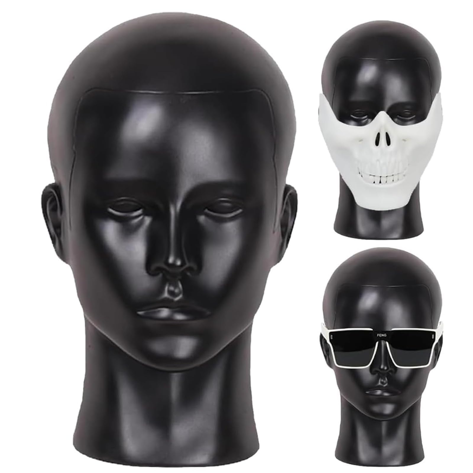 HAIRWAY Male Bald Mannequin Head Wig Head Stand Professional Cosmetology Training Dissplay Head Bald Manikin Head for Wigs Making and Display Doll