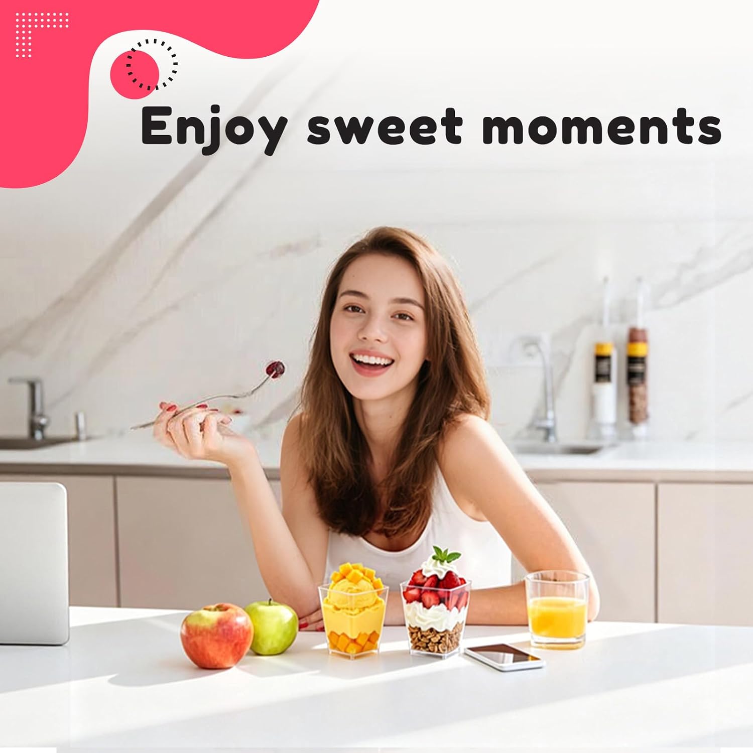 120 pcs Plastic Dessert Cups with Spoons,60 pcs 5oz Dessert Parfait Cups and 60 pcs Spoons for Party,Mini Dessert Serving Bowls for Party Appetizers,Ice Cream,Pudding,Mousse and Fruit