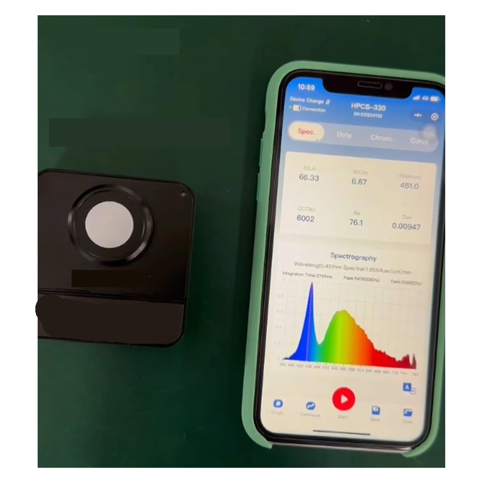 Mthckxjbsuz One Color Spectrometer Portable, 350-800Nm Ppfd Par Light Spectrometer Sensor Spectrum Meter Support App And Pc Software