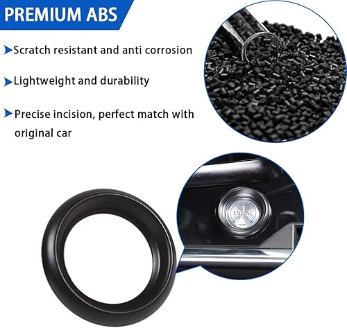 Miniatura 3 de Tapacubos para botón de arranque para Chevrolet Corvette C8 Stingray 2020-2023, accesorios de anillo de arranque de encendido ABS (negro matta)