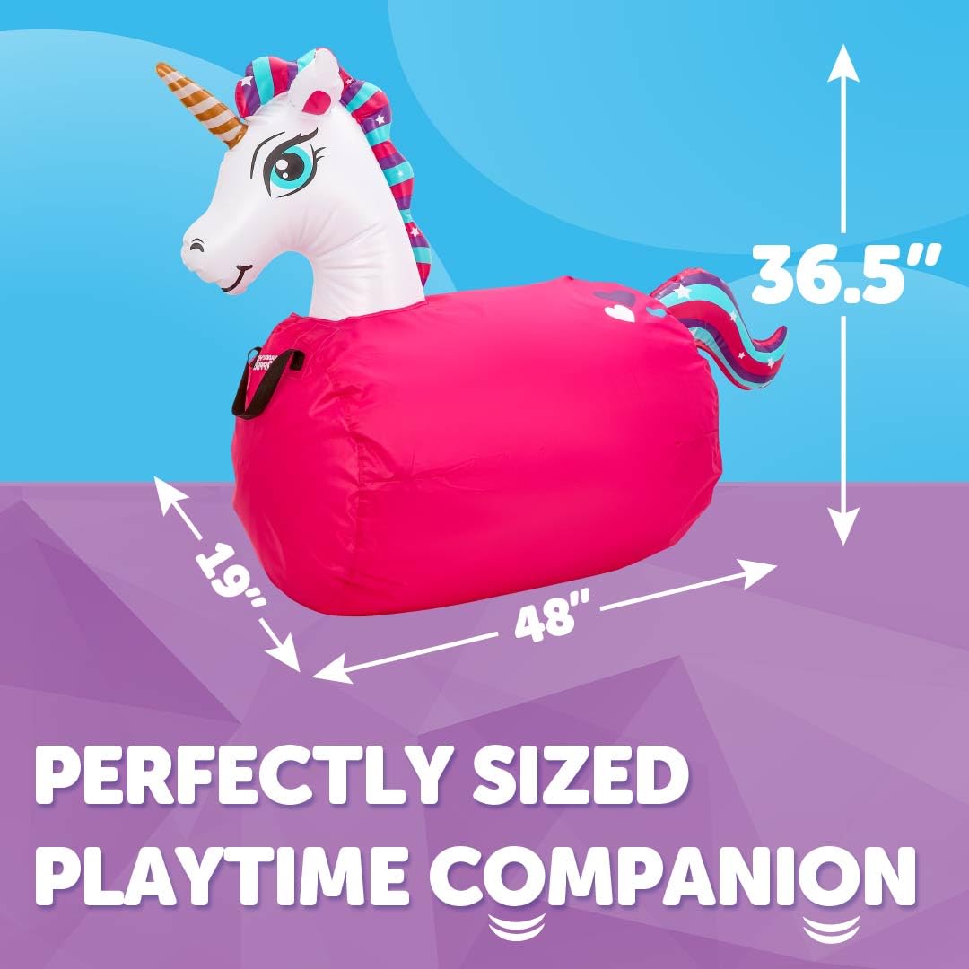 Waddle Large Inflatable Bouncy Hopper - Ride On, Indoor, Outdoor Toys, Bouncy Horse, Toys for Girls and Boys, Durable, Unicorn Toys for Girls, Kids, Adult Toys, Up to 250lbs, Ages 5 and Up (Unicorn)