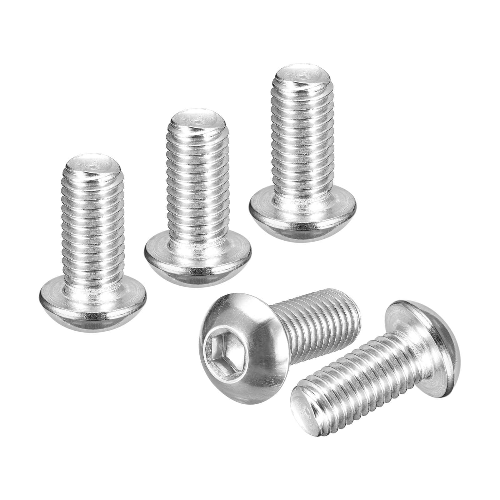 DTGN M10-1.5x20mm Button Head Socket Cap Screws - 15Pack - Good for Road Bicycle, Mountain Bike, Auto, Motorcycle - 304 Stainless Steel Whitewashed - Hex Socket Drive Fasteners — image 1