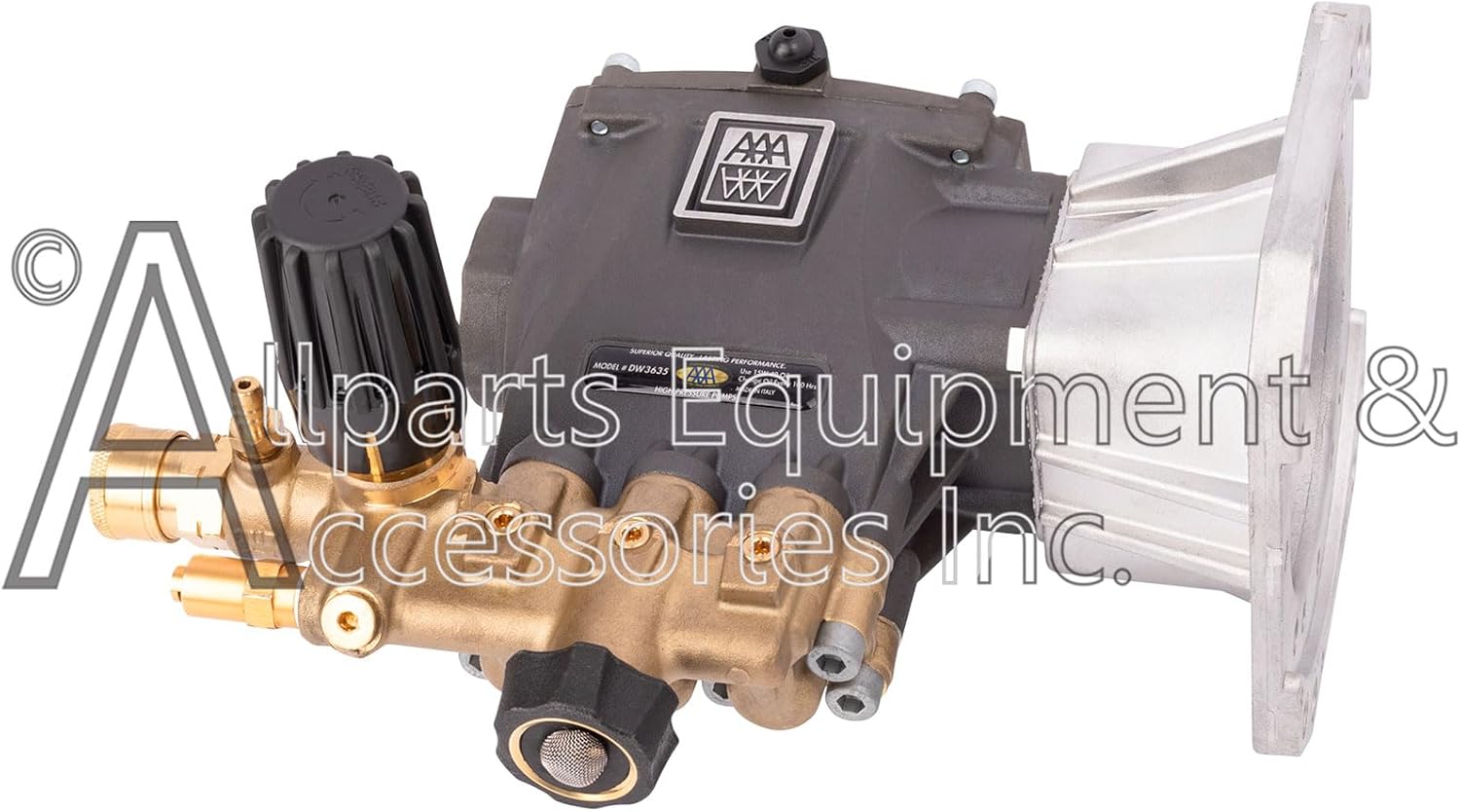 DW3635 AAA OEM Horiztonal Triplex Plunger Pump 3600 Max PSI, 3.5 GPM, 1" Hollow Shaft Compatible with Simpson, DeWalt, MI-T-M, and other major pressure washer brands