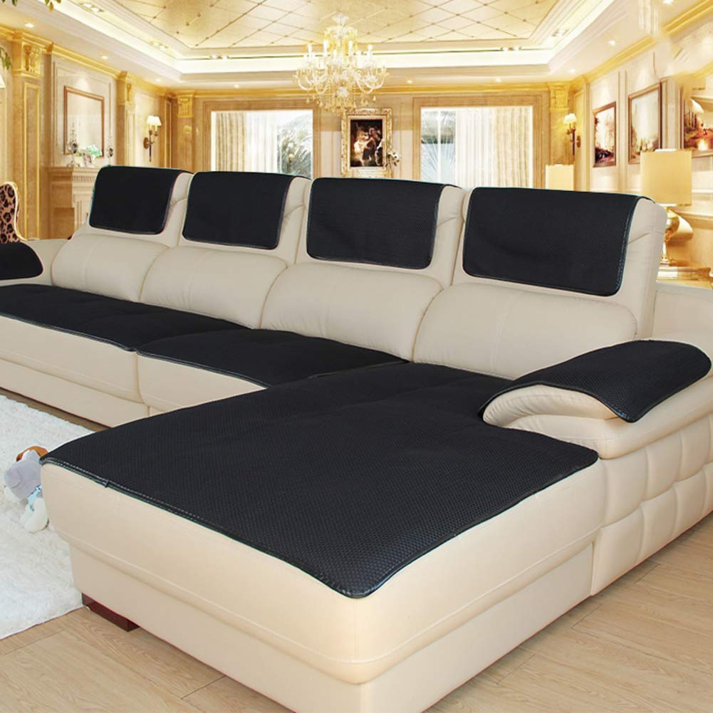Rutschfestes Sofa-/Couchschoner-Set, verschiedene Größen, Schonbezüge für Sektionalsofas, Sofa-Armlehnenschoner, Leder, Schwarz, 30 x 60 cm, 2 Stück