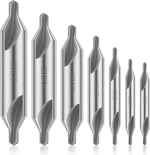 7Pcs Center Drill Bits Set, High Speed Steel 60-Degree Countersink Drill Bits Set, Wear Resistant Countersink Lathe Bit Set for Lathe Metalworking, Size 1/1.5/2/ 2.5/3/ 4/ 5mm
