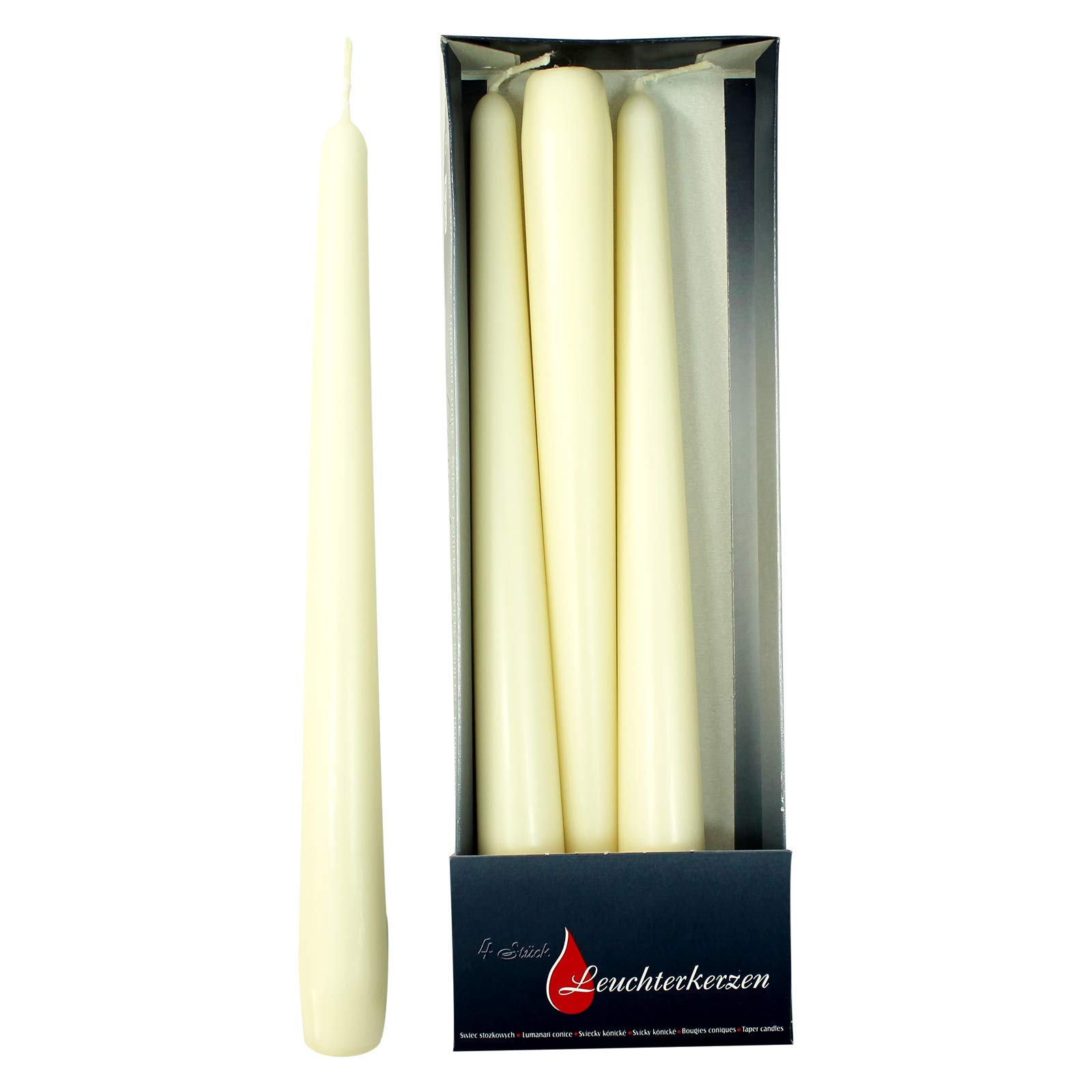 Ebersbacher KerzenTapered Candles Ecru Approx. 22 x 240 mm Pack of 4