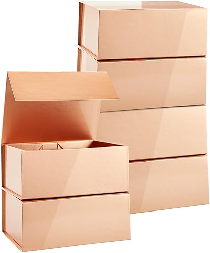 Stockroom Plus Cajas de regalo para dama de honor, juego de 6, 9.5 x 7 x 4 pulgadas, oro rosa, cierre magnético oculto y tapas para regalos de dama