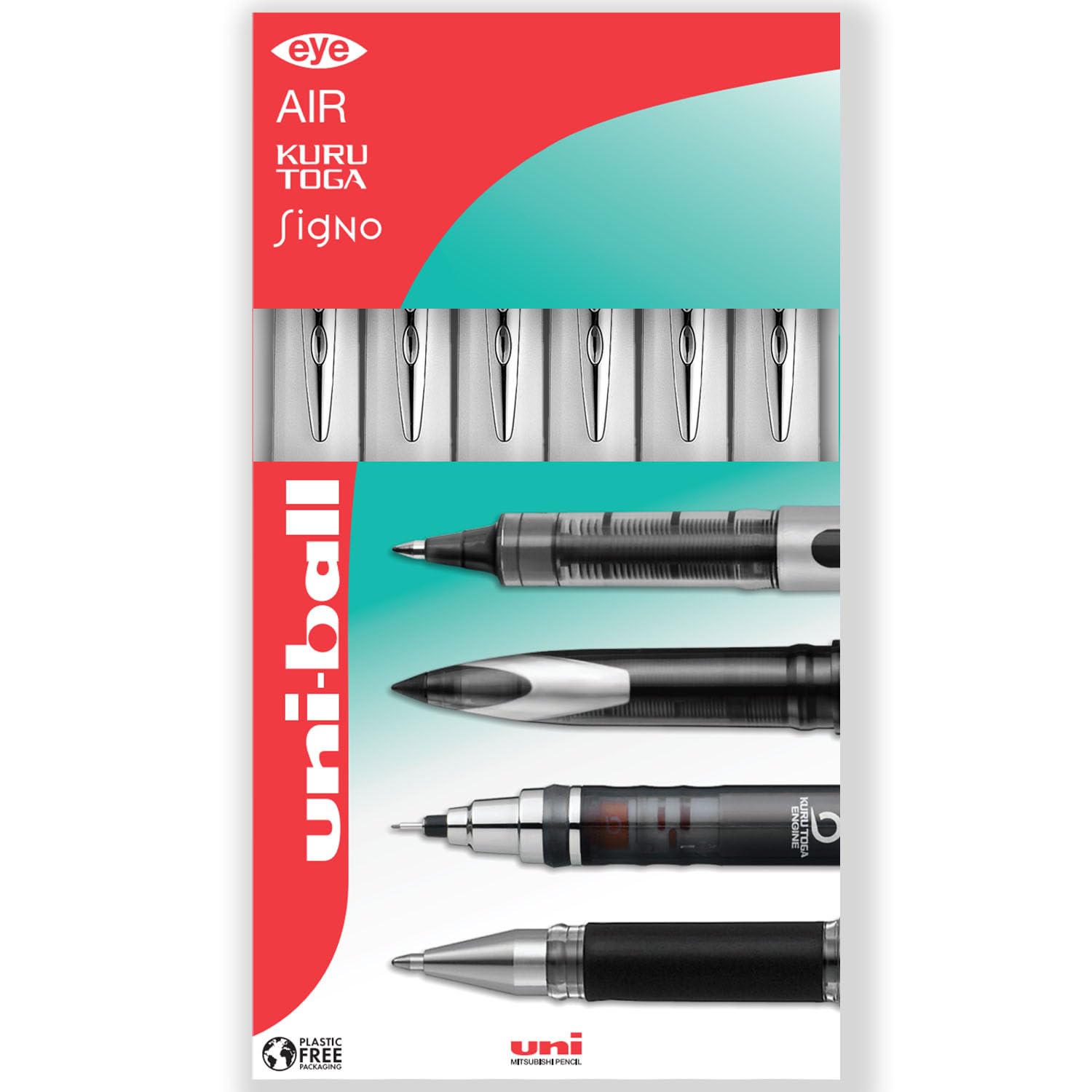 uni-ball Vision Elite - 0.8mm Nib Medium Rollerball Pen - UB-200 - In Envelope Gift Packaging (Pack of 6, Blue) - Image 2
