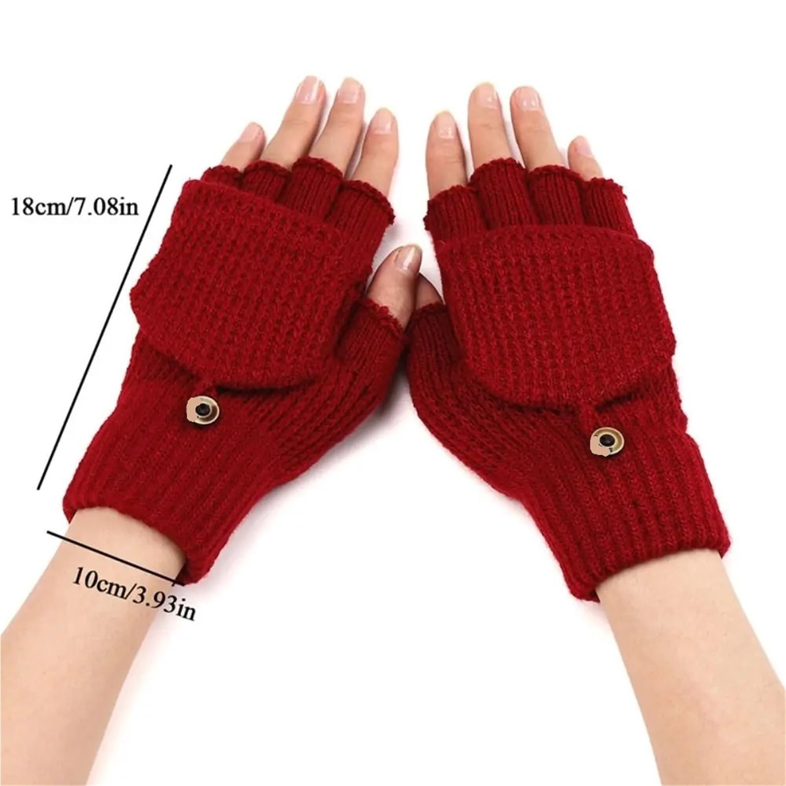 2 pares de guantes punto gruesos con tapa, expuestos Color sólido, manoplas suaves ganchillo sin dedos, cálidas invierno