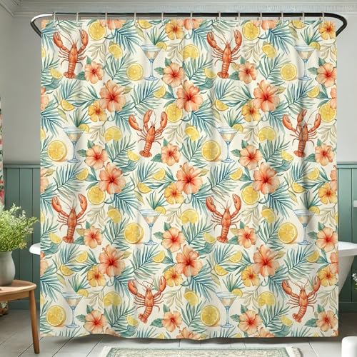 Ensemble de rideaux de douche en polyester imperméable tapis baignoire hibiscus