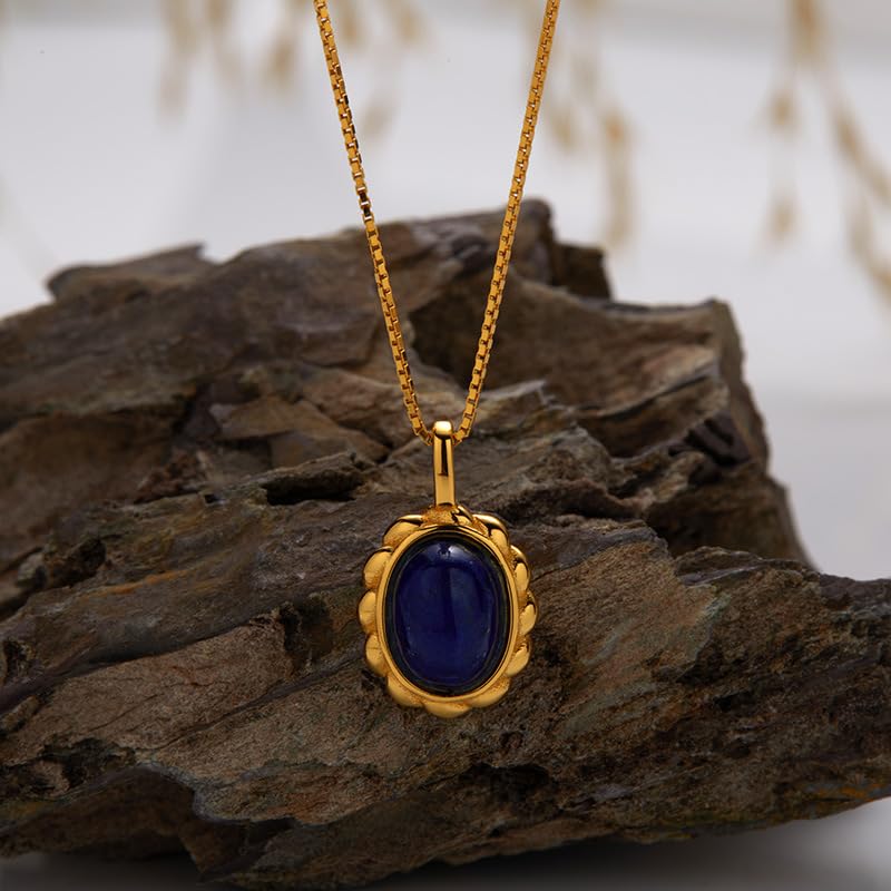 Sercek Szlachetna Srebrna Okrągłka Lapis-Lazuli Pendants Dainty Mężczyznin Jędrzydowa Gemstone Uroda Złoty Przez ójki