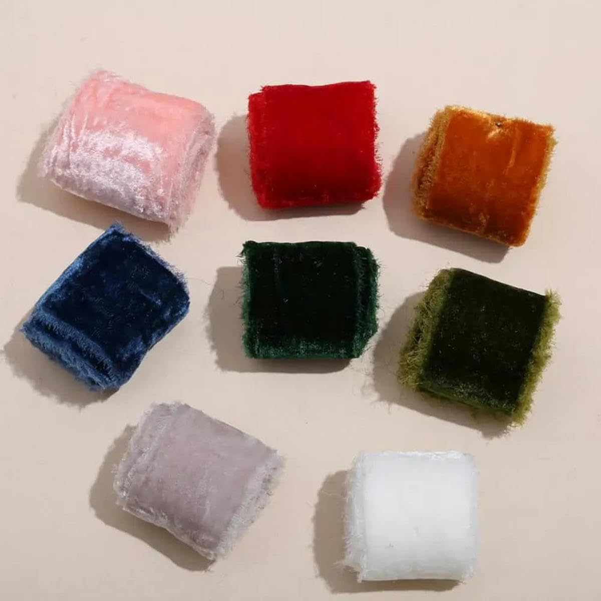 Juego de cintas de terciopelo, 1 rollo de cinta de terciopelo de felpa, cinta brillante con borde deshilachado, hecha a mano, for decoración navideña, accesorios de costura (rojo)(Green 1)