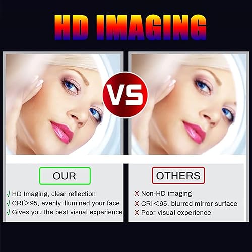 Miniatura 3 de Espejo de baño irregular sin marco con luces LED, espejo de pared retroiluminado de 3 colores con botones táctiles inteligentes, moderno espejo de