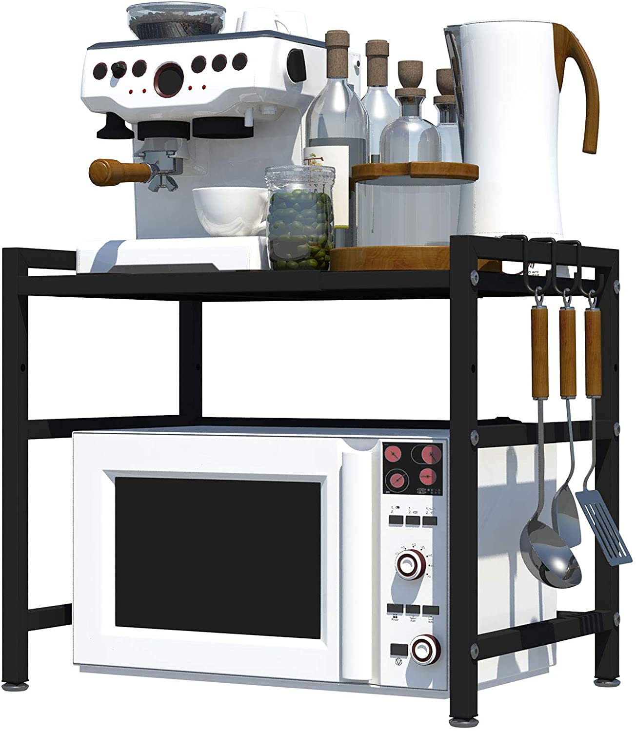 Étagère de rangement pour micro-ondes réglable, meuble de rangement de cuisine noir