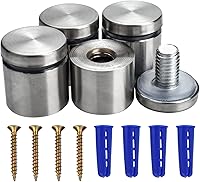 Vista 7 de Tornillos de separación de acero inoxidable de 1 x 1 pulgada, paquete de 4 soportes de separación de vidrio, soportes de pared, accesorios de uñas
