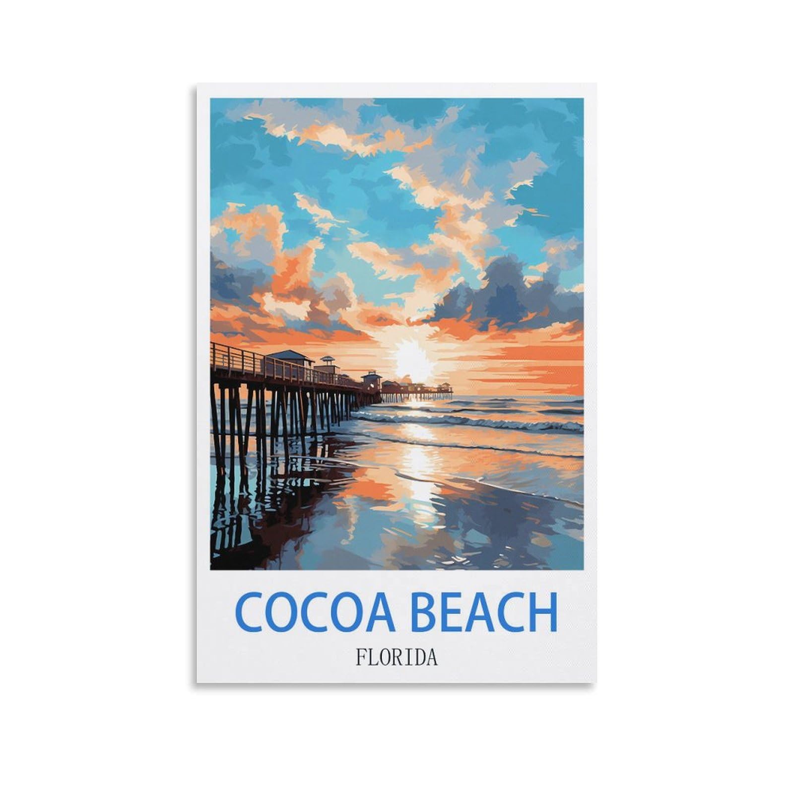 EZMLFA 5D Diamond Painting Kits,Cocoa Beach Floridas,Diamond Painting Kits for Beginners Round Full Drill Painting with Diamonds Gem Art for Home Wall Decor 40x40cm
