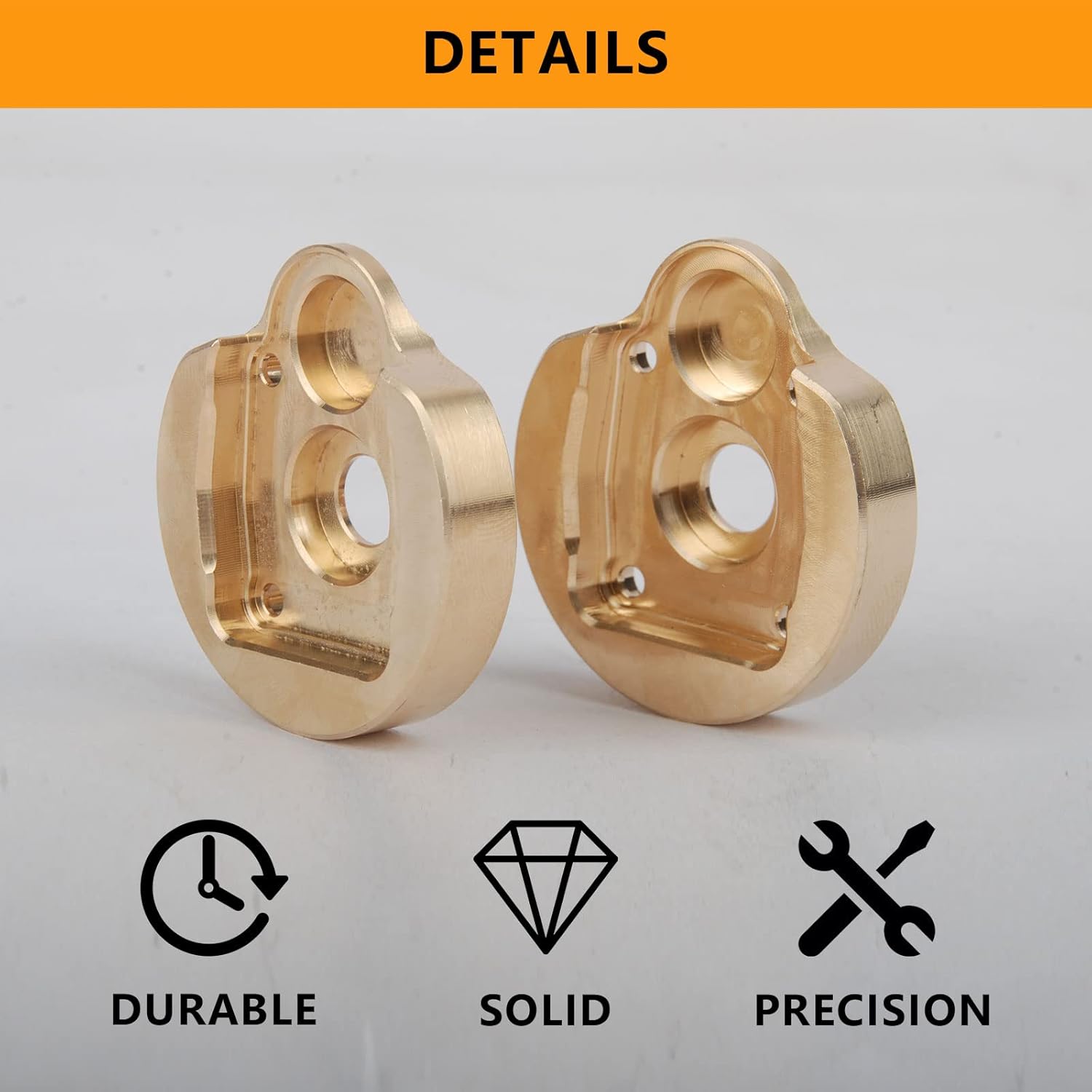 kingsea Brass Inner Outer Portal Drive Housing Steering Knuckle Compatible with Axial SCX10III AXI03007 Capra Unlimited Trail Buggy UTB 1/10 RC Crawler Brass Weights Upgrade Parts(4pcs/kit,200g)