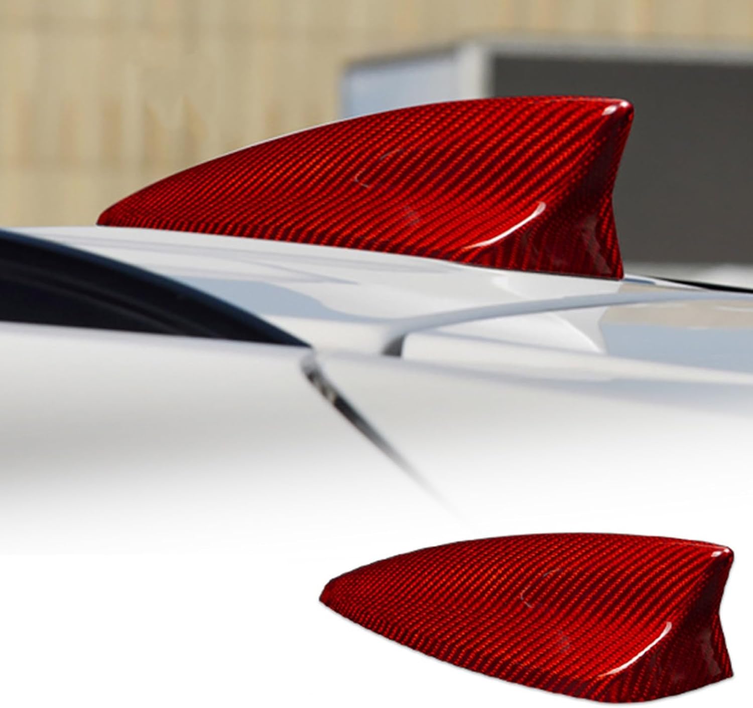 Real Carbon Fiber Car Shark Fin Antenna Cover Roof Aerials Trim Compatible with Chevrolet Camaro 2016-2023 Malibu 2019-2024 Cadillac XT4 XT5 (Red)