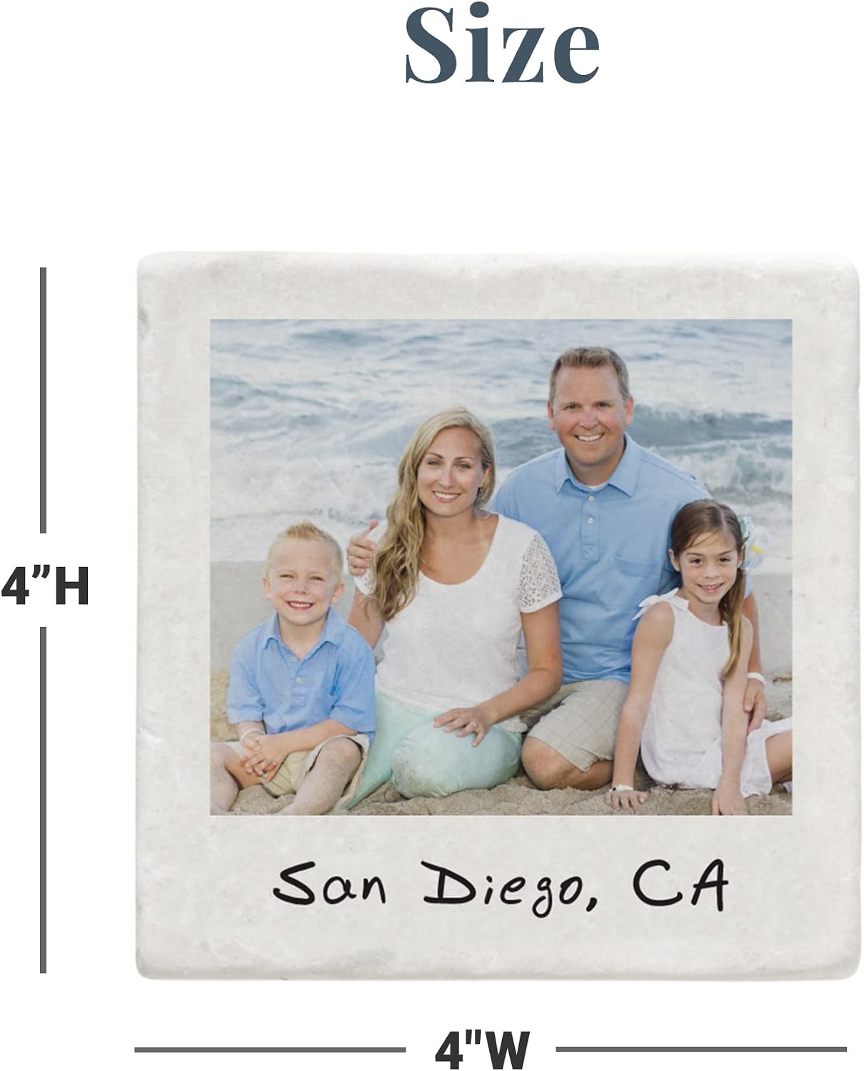 Let’s Make Memories Personalized Tumbled Stone Photo Coasters-Home Entertaining-2–4 Photos w/Holder