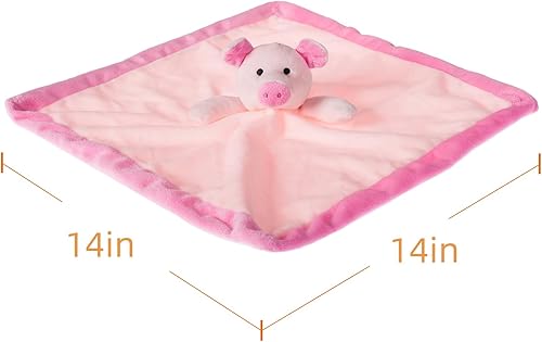 Miniatura 6 de Apricot Lamb Manta de seguridad de animales de peluche, manta de personaje de cerdo rosa, manta de personaje para guardería, felpa de lujo (cerdo