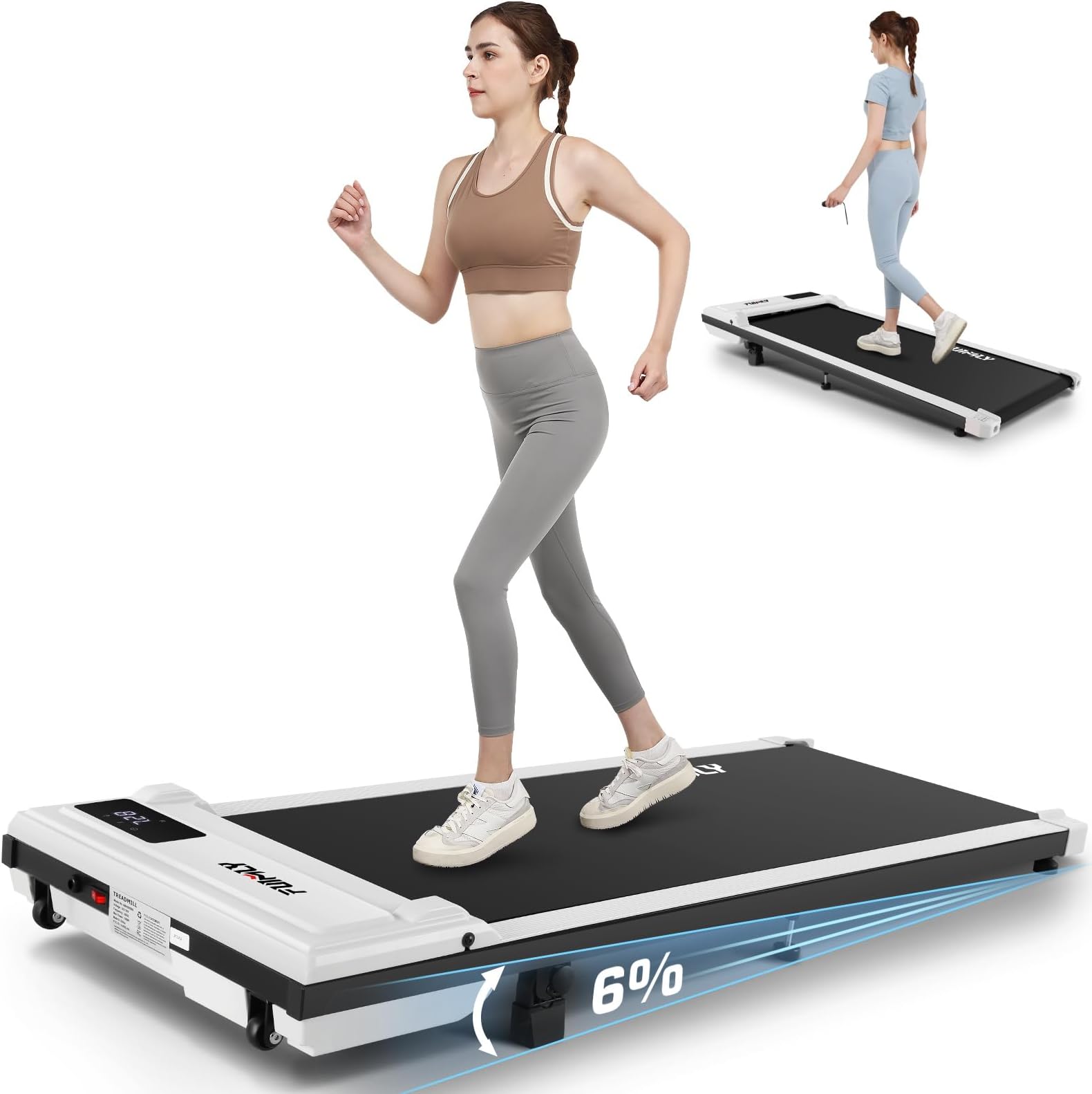 Under Desk Treadmill, Walking Pad Treadmill for Home Office, 2.5 HP Portable Walking Treadmill 300 lb Capacity, 2 in 1 Compact Walking Jogging Running Machine with Remote Control and LED Display