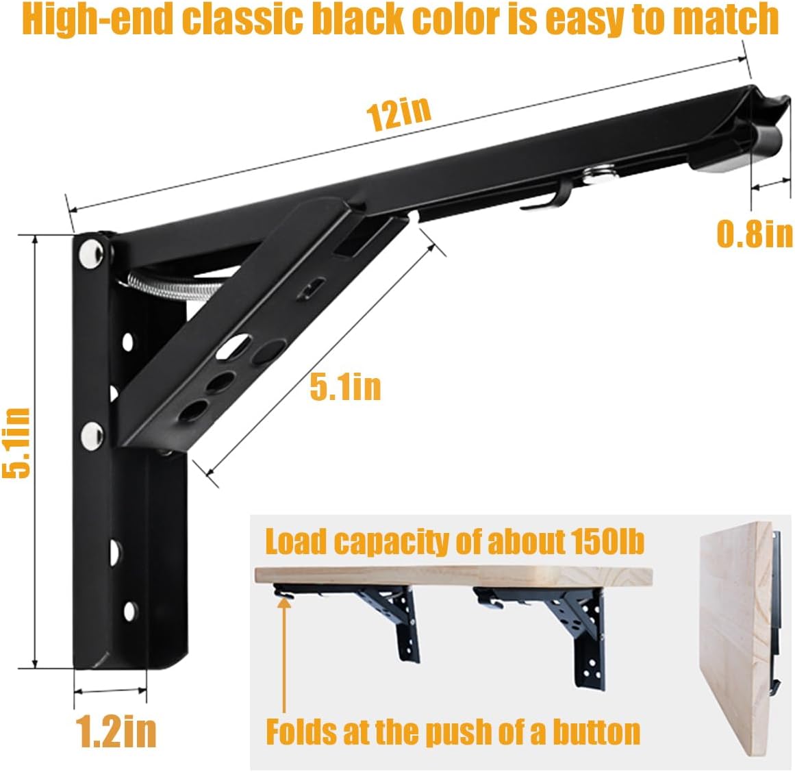 Folding Shelf Brackets Heavy Duty 90 Degree Hinges Fold Down Table Wall Mounted RV Table Hinges Wall Desk Hinge 4 Pcs,Drop Leaf Table Braces Suitable for Bedroom,RV,Study,Living Room,Etc