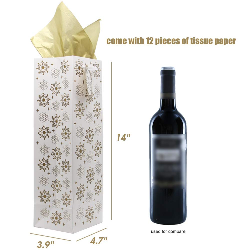 Lulu Home Lot De 12 Sacs Cadeaux De Noël Résistants Pour Bouteille De Vin Avec Papier De Soie Pour Décoration De Vacances, Cadeaux De Fête