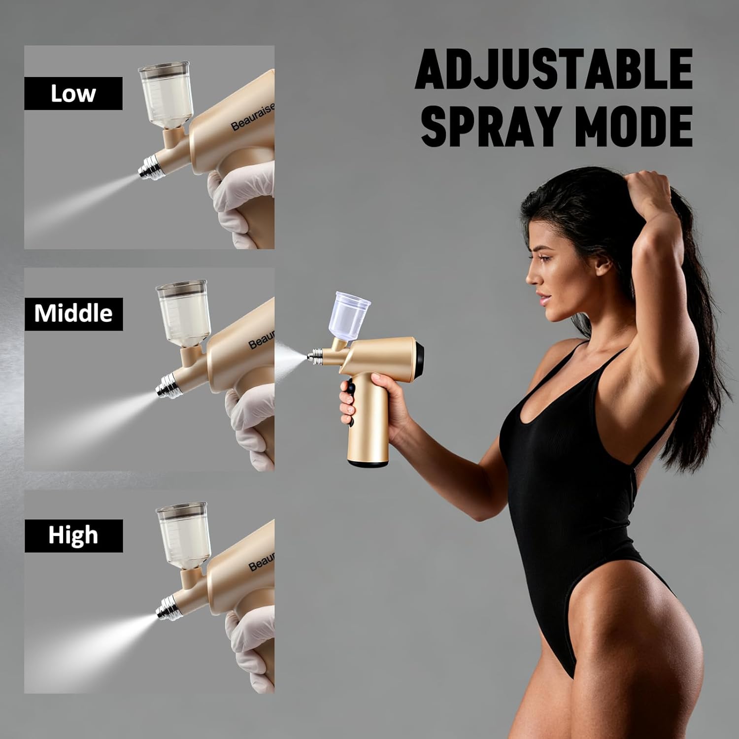 Portable Spray Tan Machine–Cordless Rechargeable Spray Tanning Gun for Home, Travel, Salon & Spa – Handheld Self Tanning Solution Applicator–Lightweight & Easy Use – Professional Sunless Tan (Beige)