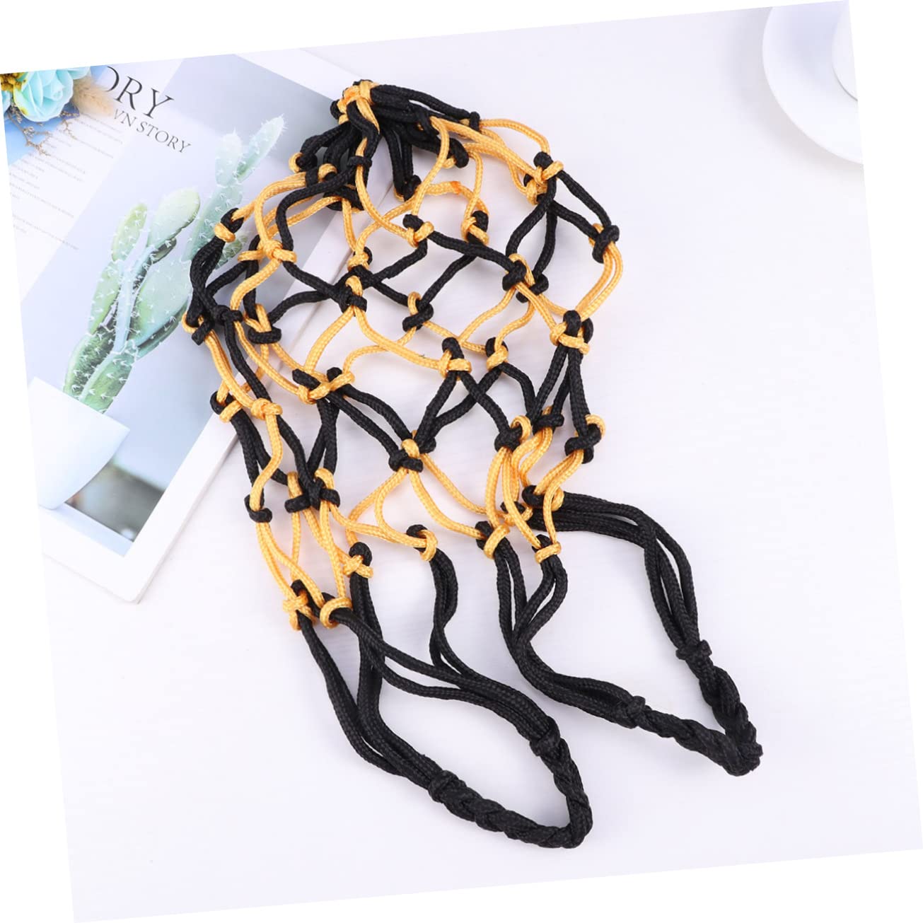 INOOMP 2pcs Drawstring Net Bag for Basketball Soccer Heavy Duty Storage Bag Mesh